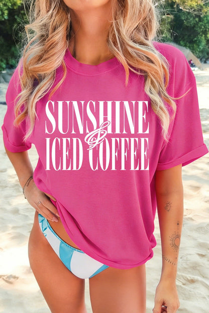 Rose Red SUNSHINE ICED COFFEE Casual Summer T Shirt - Walker Designs