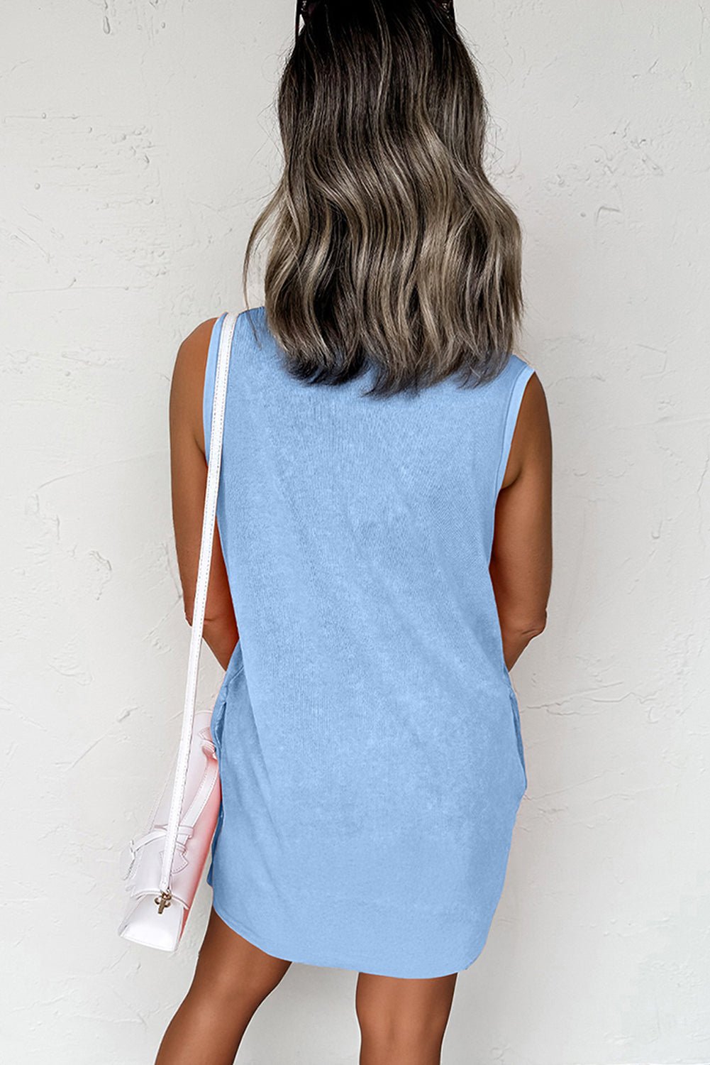 Sea Green Mineral Wash Tank Mini Dress with Pockets - Walker Designs