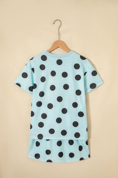 White Polka Dot Short Sleeve Top Casual Skort 2pcs Outfit - Walker Designs