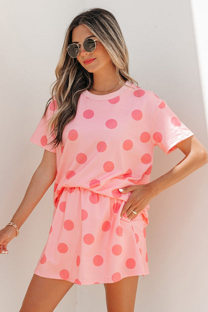 White Polka Dot Short Sleeve Top Casual Skort 2pcs Outfit - Walker Designs
