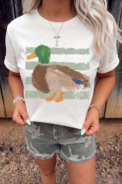 White Western Duck Graffiti Print T-Shirt - Walker Designs