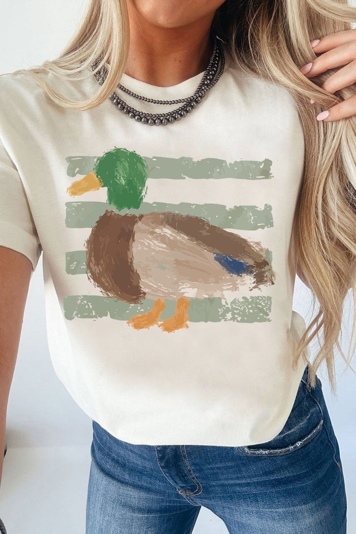 White Western Duck Graffiti Print T-Shirt - Walker Designs