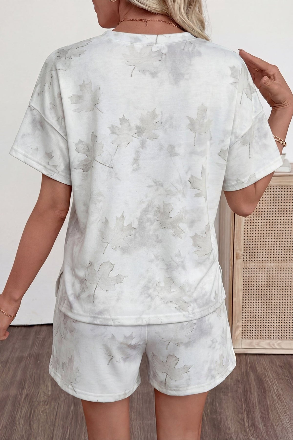 White Woodland Camouflage Casual 2pcs Short Set - Walker Designs