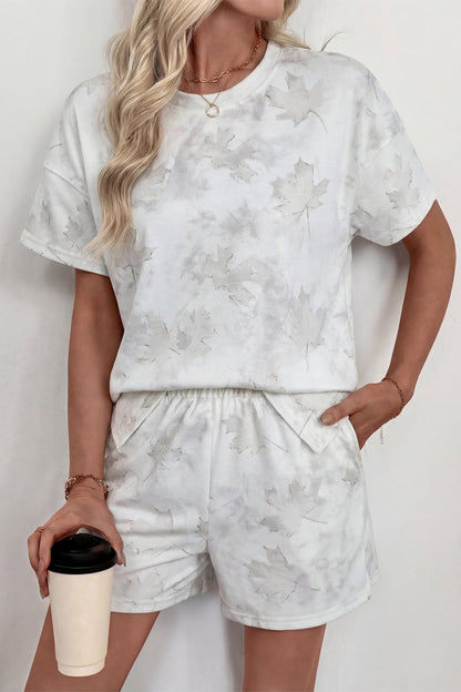 White Woodland Camouflage Casual 2pcs Short Set - Walker Designs